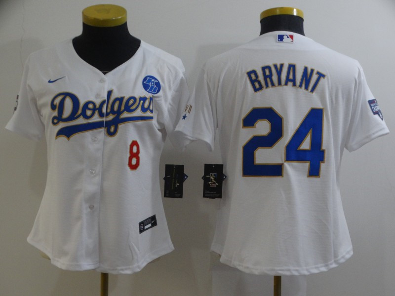 Dodgers 8 Kobe Bryant White Women Nike 2021 Gold Program KB Flexbase Jersey