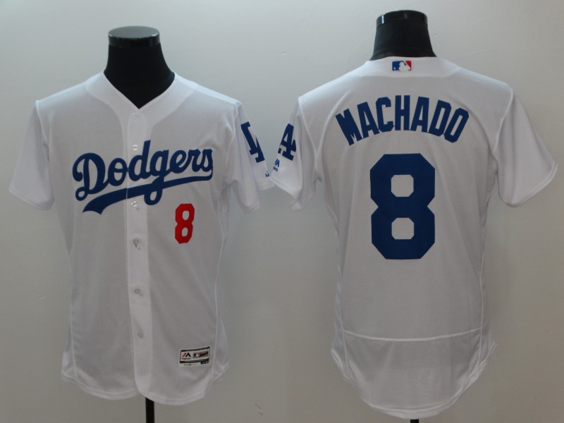 Dodgers 8 Manny Machado White Flexbase Jersey