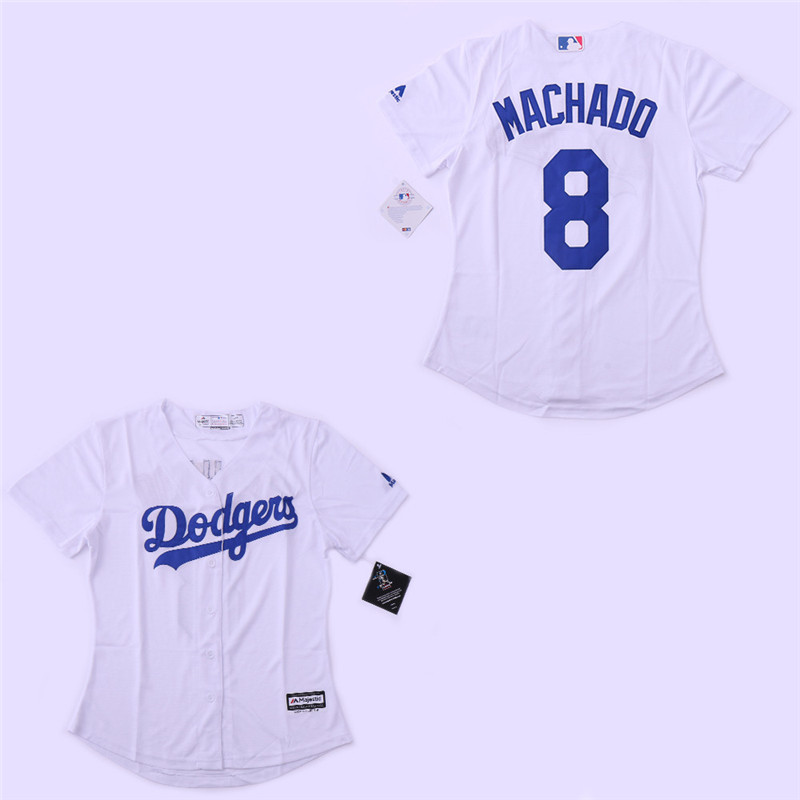 Dodgers 8 Manny Machado White Women Cool Base Jersey