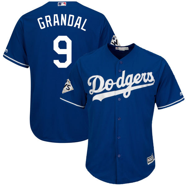 Dodgers 9 Yasmani Grandal Royal 2017 World Series Bound Cool Base Player Jersey
