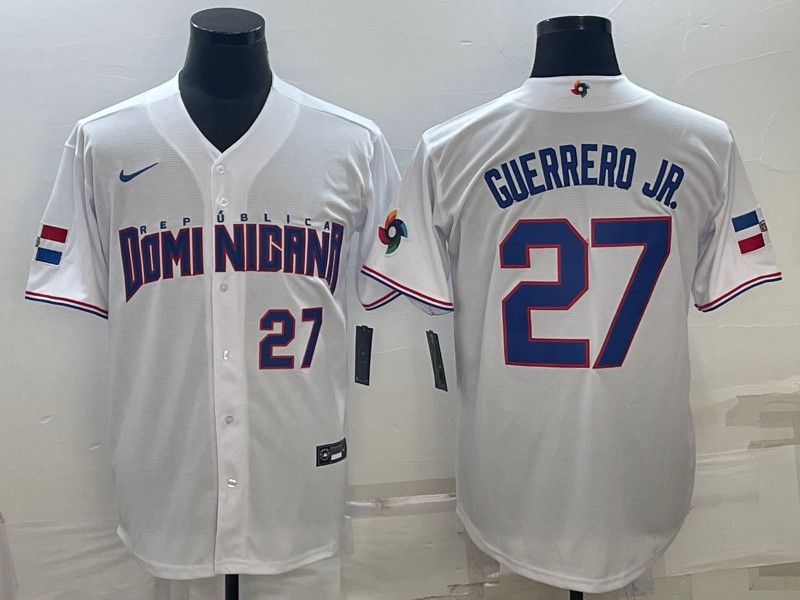 Dominican Republic 27 Vladimir Guerrero Jr. White Nike 2023 World Baseball Classic Jerseys