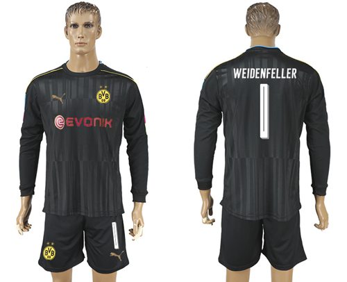 Dortmund 1 Weidenfeller Black Long Sleeves Goalkeeper Soccer Country Jersey
