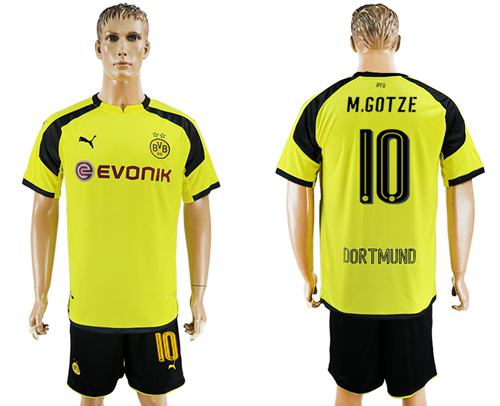 Dortmund 10 M Gotze European Away Soccer Club Jersey