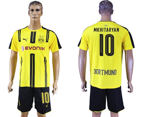 Dortmund 10 Mkhitaryan Home Soccer Club Jersey