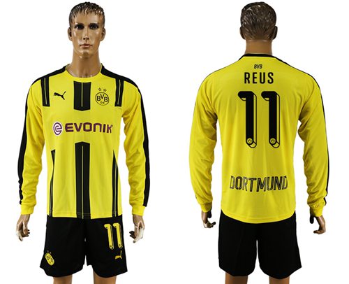 Dortmund 11 Reus Home Long Sleeves Soccer Club Jersey