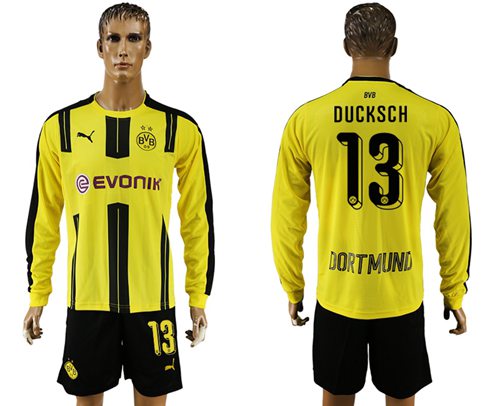 Dortmund 13 Ducksch Home Long Sleeves Soccer Club Jersey