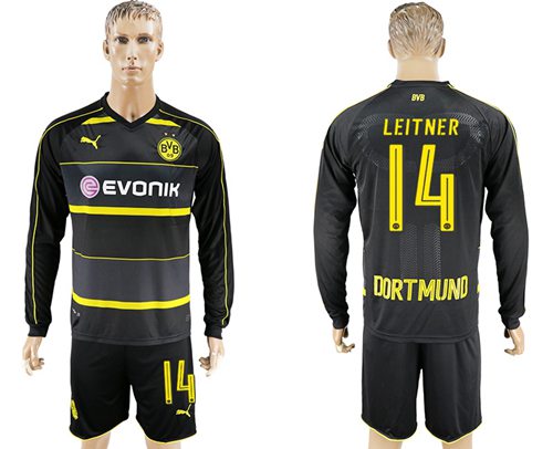 Dortmund 14 Leitner Away Long Sleeves Soccer Club Jersey