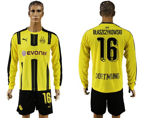 Dortmund 16 Blaszczykowski Home Long Sleeves Soccer Club Jersey