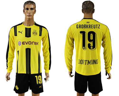 Dortmund 19 Grobkreutz Home Long Sleeves Soccer Club Jersey