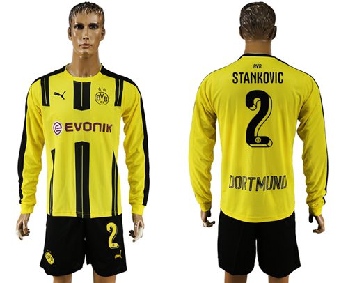 Dortmund 2 Stankovic Home Long Sleeves Soccer Club Jersey