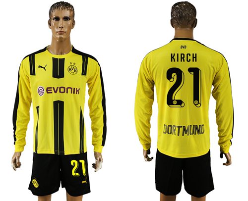 Dortmund 21 Kirch Home Long Sleeves Soccer Club Jersey