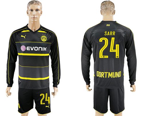 Dortmund 24 Sarr Away Long Sleeves Soccer Club Jersey