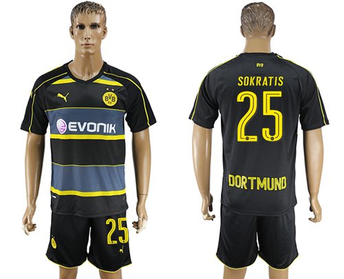 Dortmund 25 Sokratis Away Soccer Club Jersey