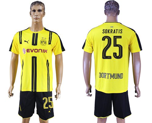 Dortmund 25 Sokratis Home Soccer Club Jersey