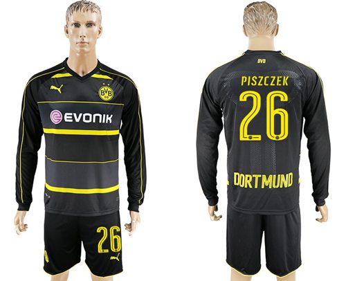 Dortmund 26 Piszczek Away Long Sleeves Soccer Club Jersey