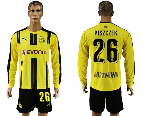 Dortmund 26 Piszczek Home Long Sleeves Soccer Club Jersey