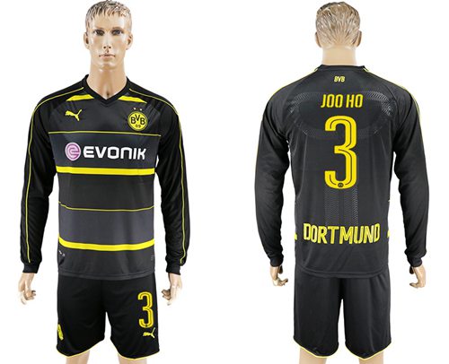Dortmund 3 Joo Ho Away Long Sleeves Soccer Club Jersey