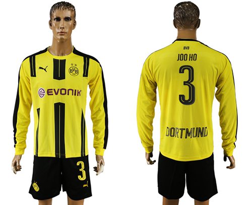 Dortmund 3 Joo Ho Home Long Sleeves Soccer Club Jersey