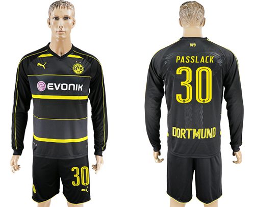 Dortmund 30 Passlack Away Long Sleeves Soccer Club Jersey