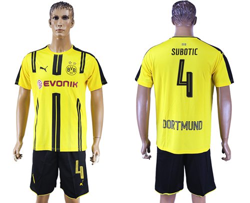 Dortmund 4 Subotic Home Soccer Club Jersey