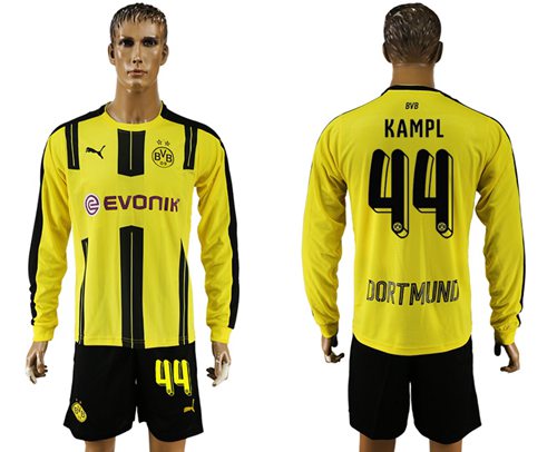 Dortmund 44 Kampl Home Long Sleeves Soccer Club Jersey