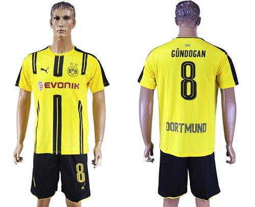 Dortmund 8 Gundogan Home Soccer Club Jersey