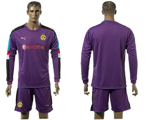 Dortmund Blank Purple Long Sleeves Goalkeeper Soccer Country Jersey