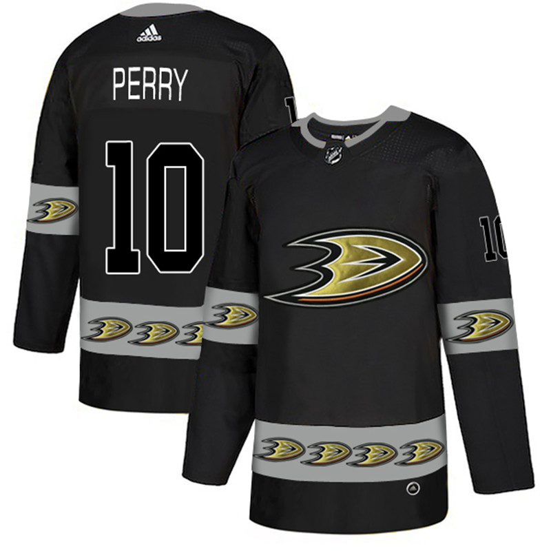 Ducks 10 Corey Perry Black Team Logos Fashion  Jersey