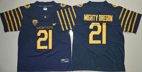 Ducks 21 Mighty Oregon Navy Blue Webfoots 100th Rose Bowl Game Elite Stitched NCAA Jersey