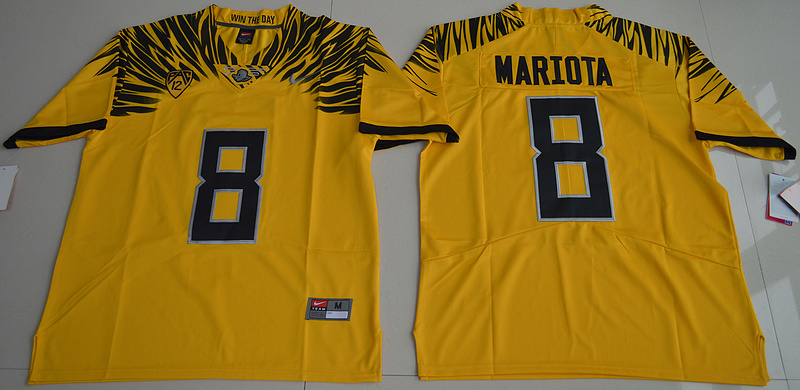 Ducks 8 Marcus Mariota Yellow Limited Stitched NCAA Jersey