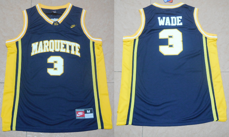 Dwyane Wade Marquette Jersey Marquette Golden Eagles 3 Dwyane Wade Navy Blue College NCAA Basketball Jersey