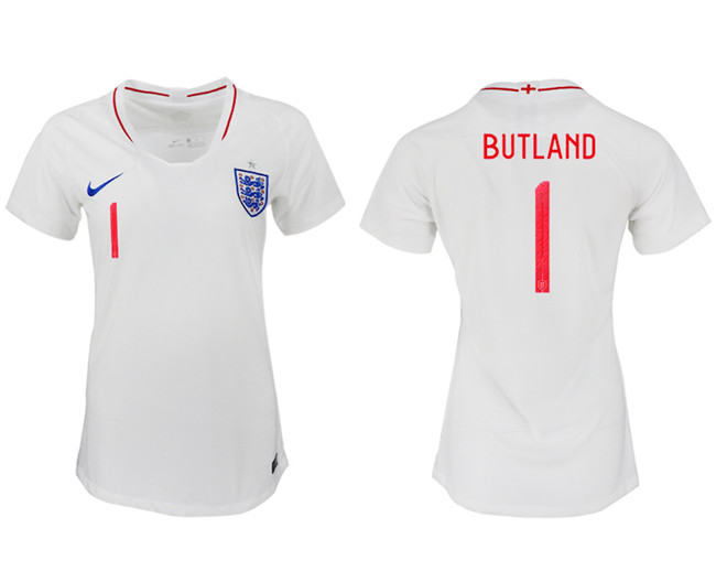 England 1 BUTLAND Home Women 2018 FIFA World Cup Soccer Jersey