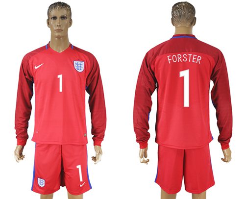 England 1 Forster Away Long Sleeves Soccer Country Jersey
