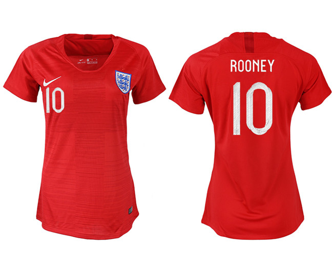 England 10 ROONEY Away Women 2018 FIFA World Cup Soccer Jersey