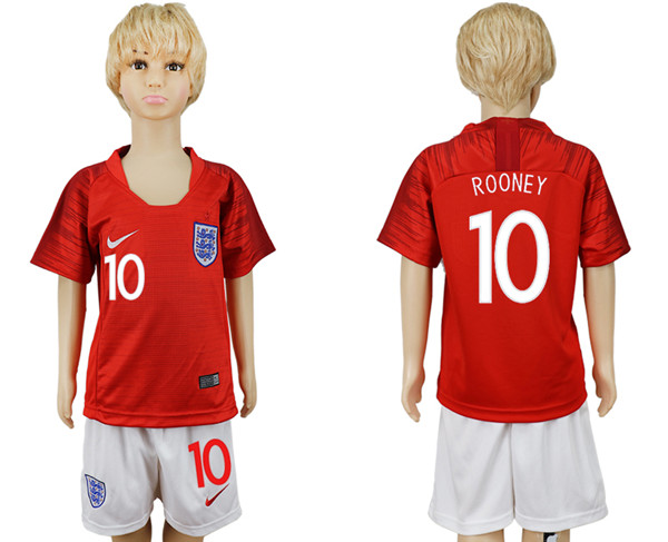England 10 ROONEY Away Youth 2018 FIFA World Cup Soccer Jersey