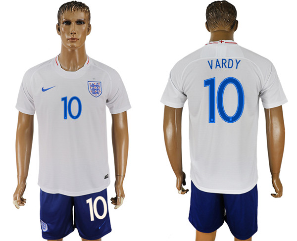 England 10 VARDY Home 2018 FIFA World Cup Soccer Jersey