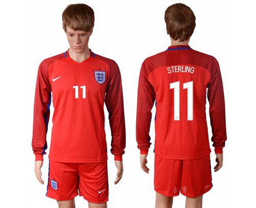 England 11 Sterling Away Long Sleeves Soccer Country Jersey
