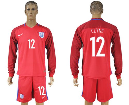 England 12 Clyne Away Long Sleeves Soccer Country Jersey
