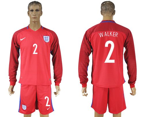 England 2 Walker Away Long Sleeves Soccer Country Jersey