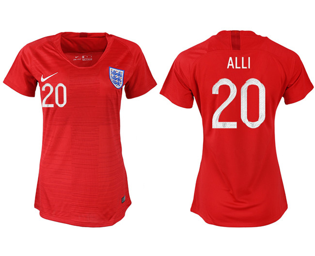 England 20 ALLI Away Women 2018 FIFA World Cup Soccer Jersey