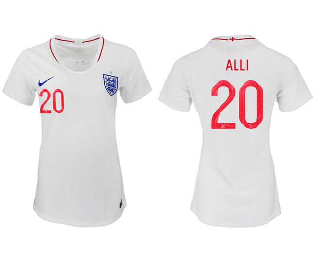 England 20 ALLI Home Women 2018 FIFA World Cup Soccer Jersey