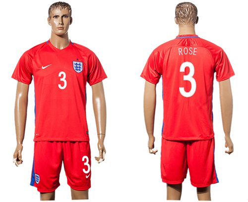 England 3 Rose Away Soccer Country Jersey