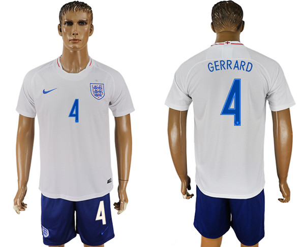 England 4 GERRARD Home 2018 FIFA World Cup Soccer Jersey