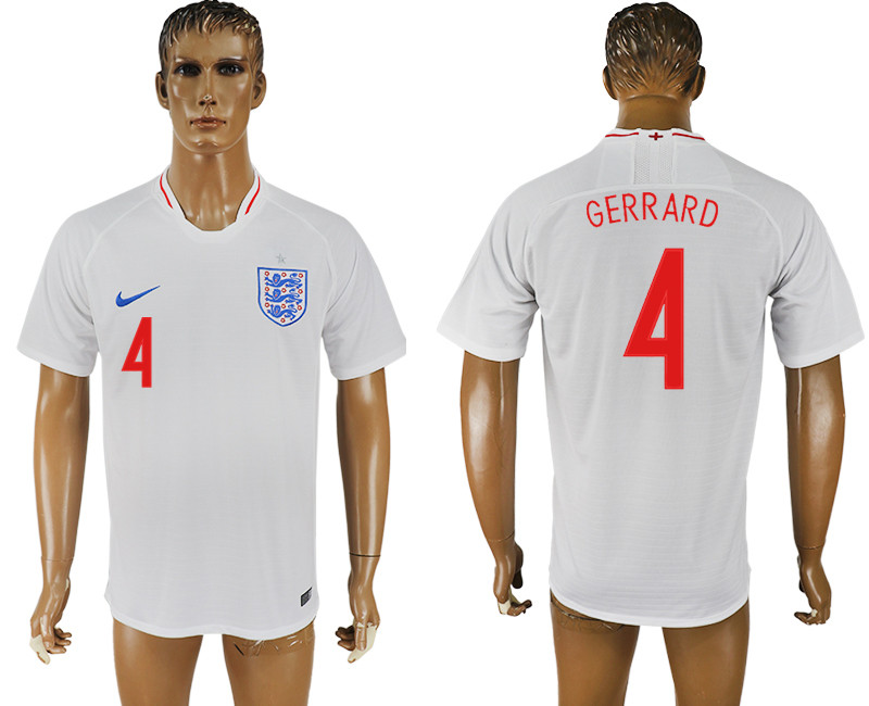 England 4 GERRARD Home 2018 FIFA World Cup Thailand Soccer Jersey