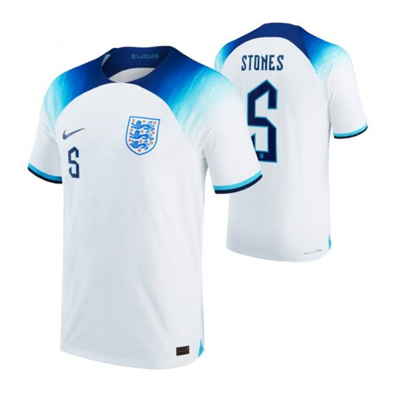 England 5 STONES Home 2022 FIFA World Cup Thailand Soccer Jersey