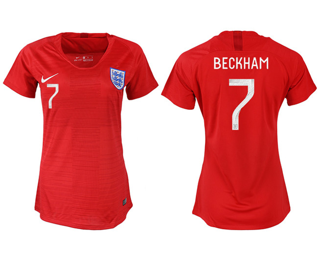 England 7 BECKHAM Away Women 2018 FIFA World Cup Soccer Jersey