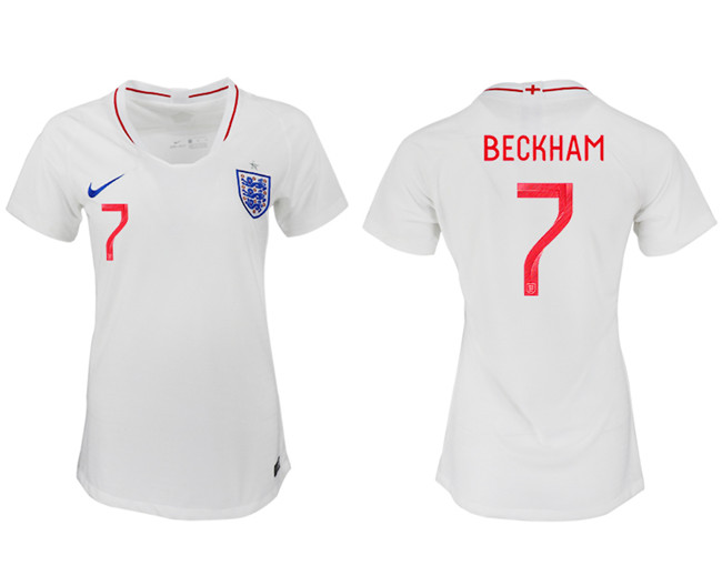 England 7 BECKHAM Home Women 2018 FIFA World Cup Soccer Jersey