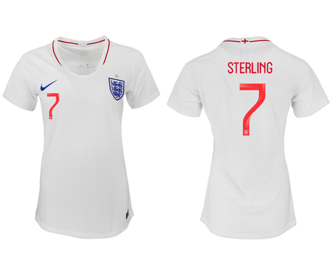 England 7 STERLING Home Women 2018 FIFA World Cup Soccer Jersey