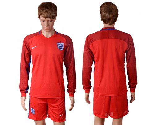 England Blank Away Long Sleeves Soccer Country Jersey