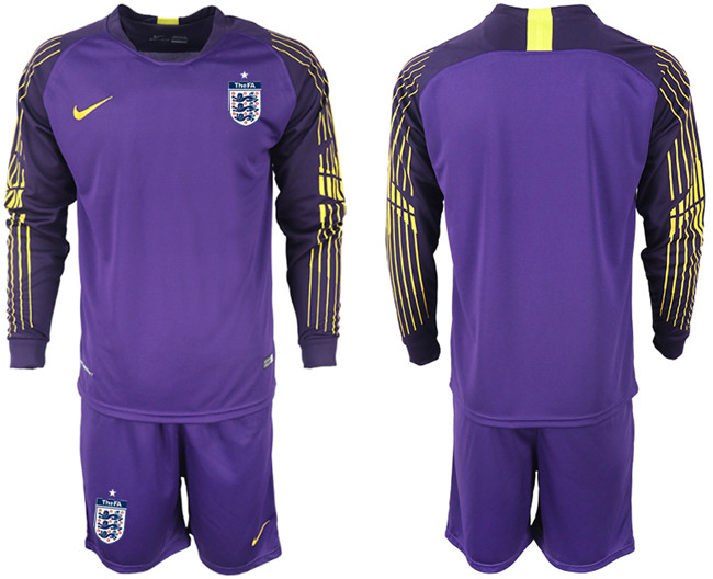 England Purple 2018 FIFA World Cup Long Sleeve Soccer Jersey
